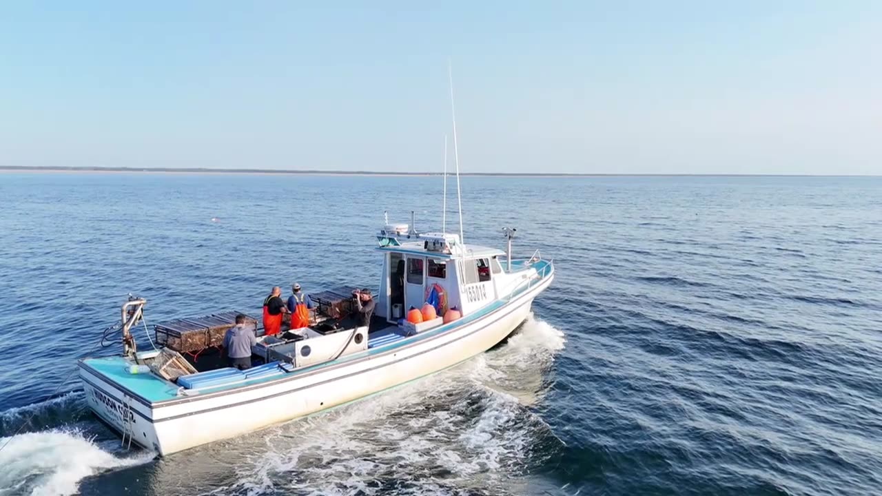A Seaside Fresh lobster boat on the water off New Brunswick